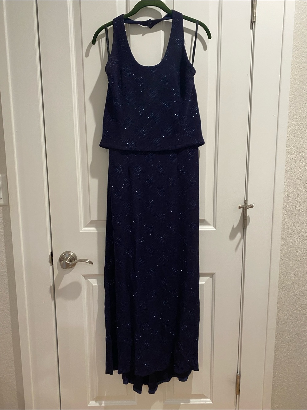 Scott McClintock Navy Sparkle Halter Maxi Dress